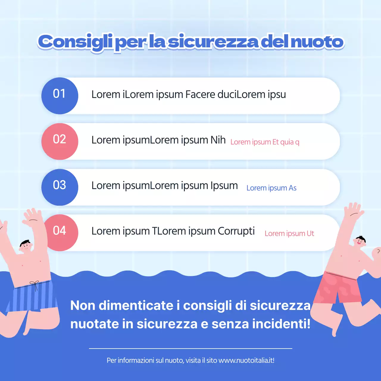 Punto blu rosa Illustrazione dalla A alla Z di Swimming CardNews