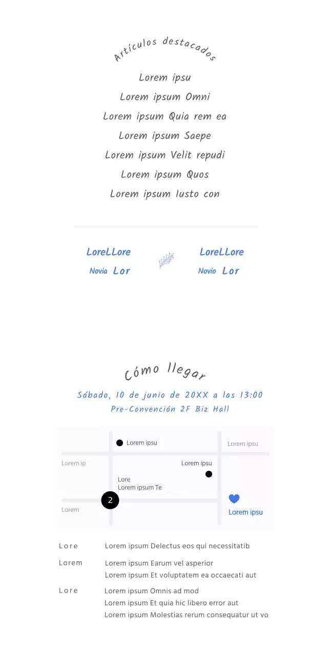 Simpática y sencilla invitación de boda con ilustración de novios en tonos azules