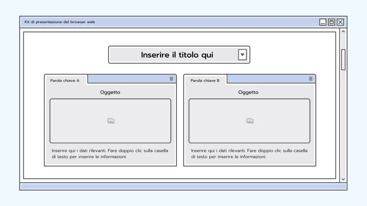 Kit di presentazione con concetto di browser blu chiaro