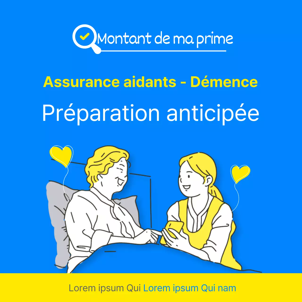 Thème propre de l'assurance des personnes âgées atteintes de démence en bleu et jaune