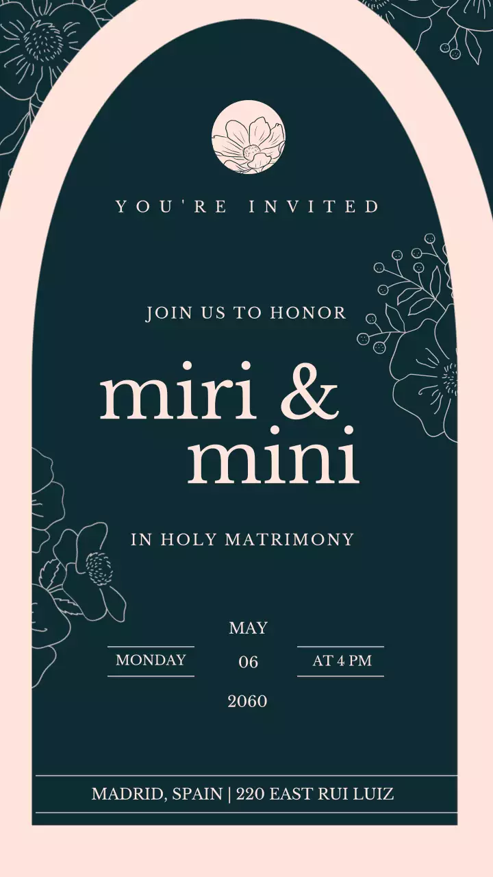 진한 그린 배경의 차분하고 고급스러운 청첩장