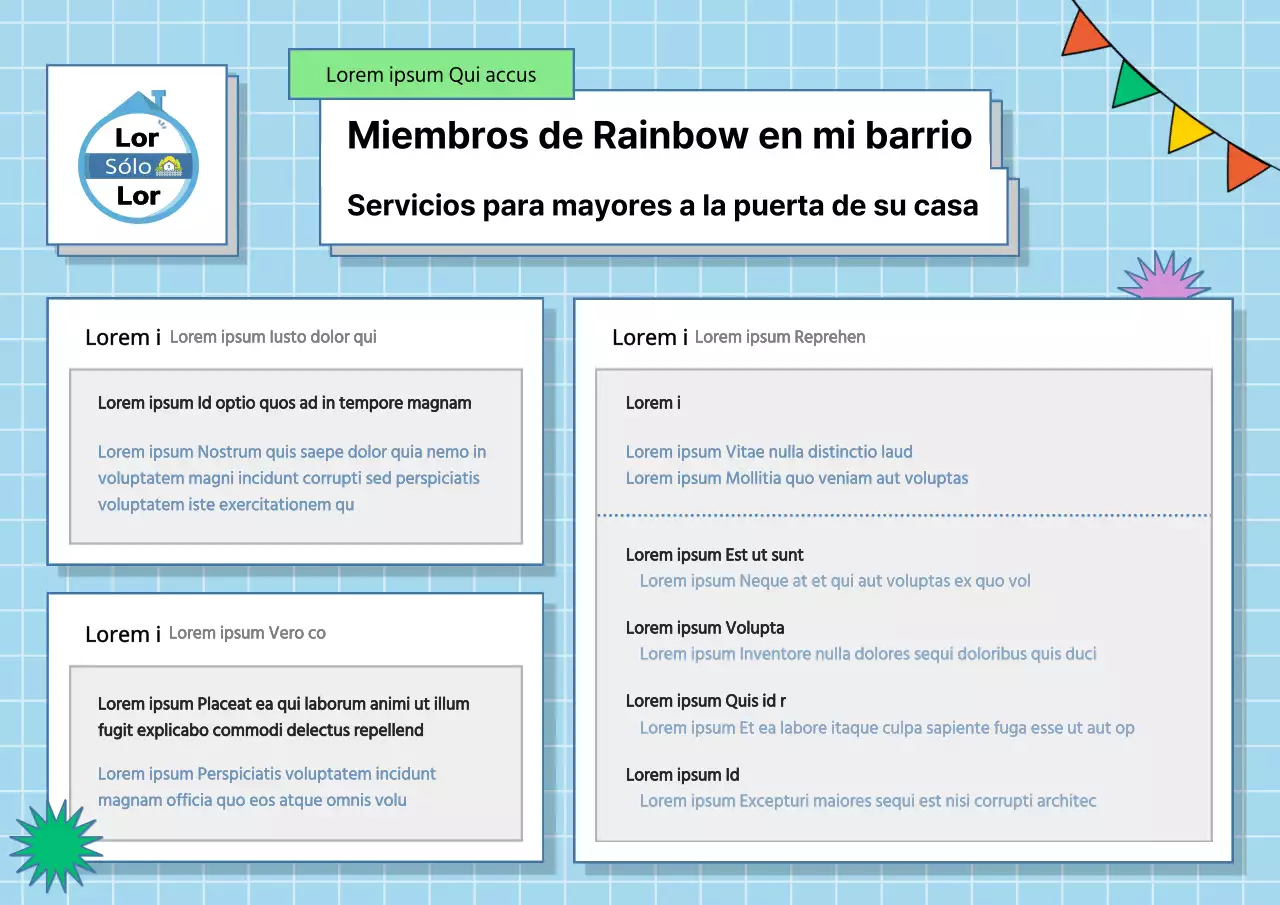Concepto de bloc de notas sencillo en azul claro y blanco para información sobre el bienestar de los mayores