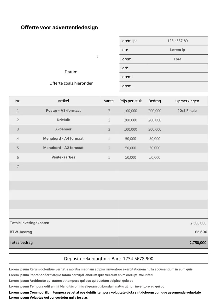 Een strakke, zwart-wit advertentieontwerpcitaat