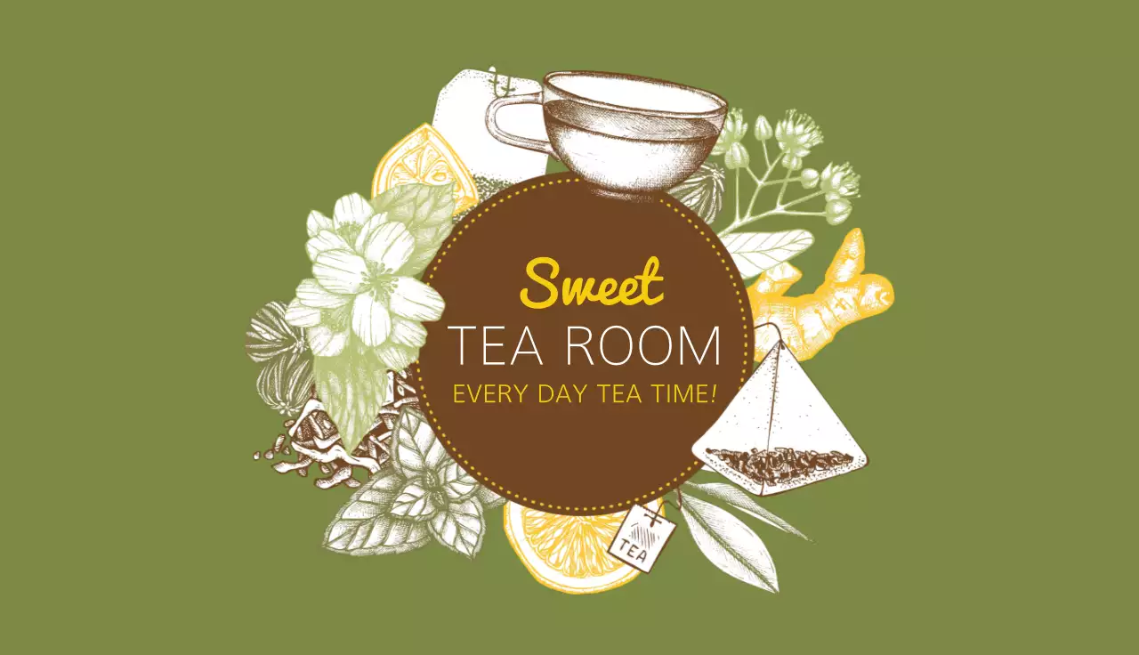 Green Traditional Tea Promotion Business Card