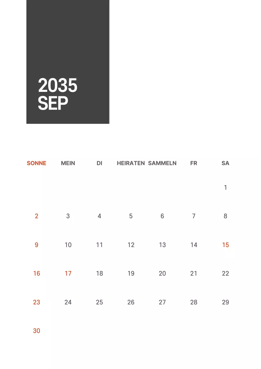 Einfacher schwarzer und weißer Kalender mit Linien