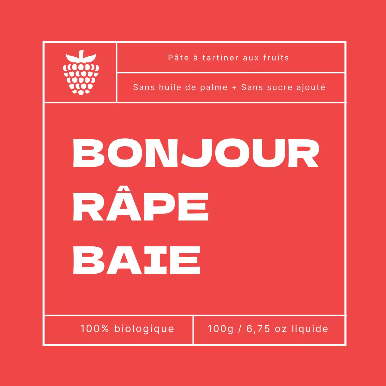 Étiquette de confiture de framboise