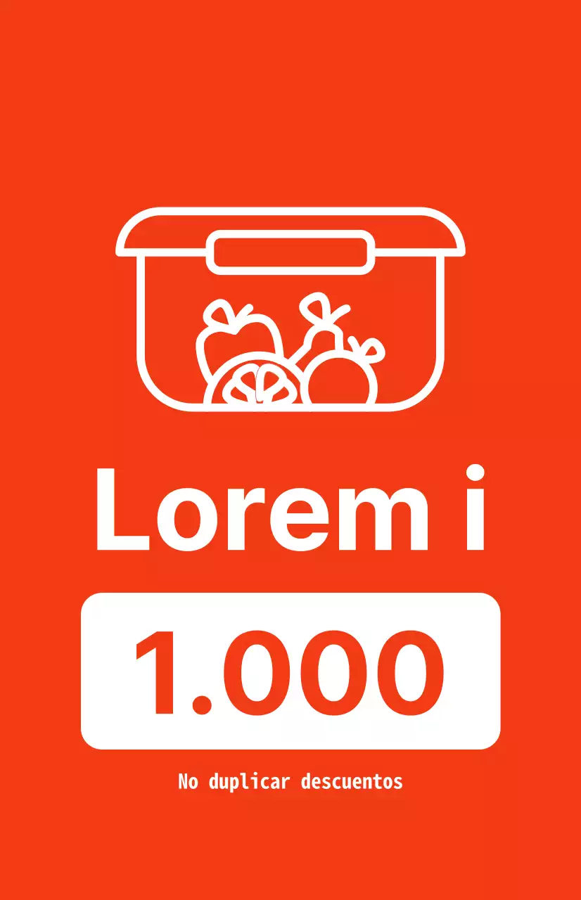 Promocione los descuentos en los envases con un texto blanco contrastado sobre fondo rojo