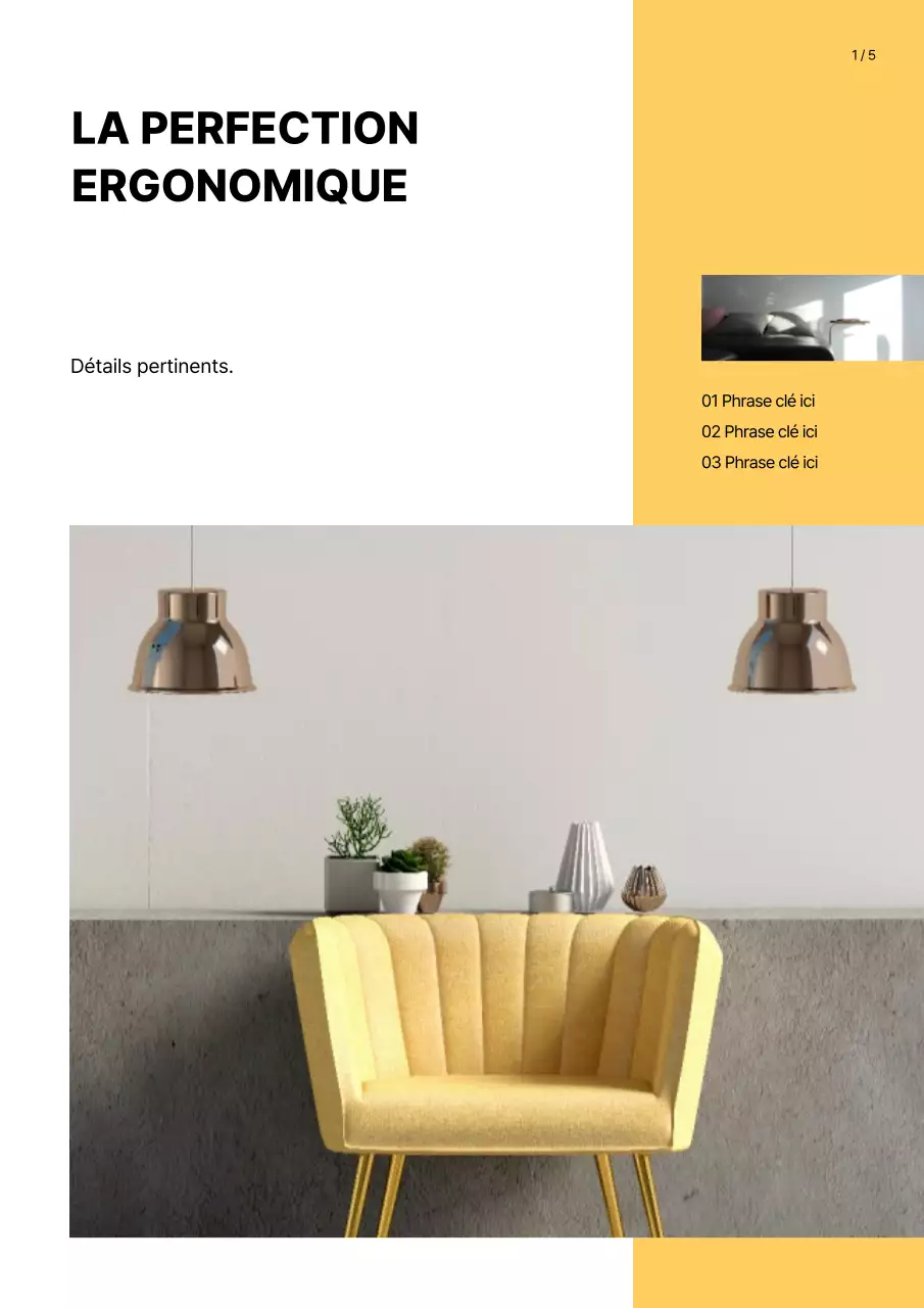 Catalogue de produits d'ameublement en jaune