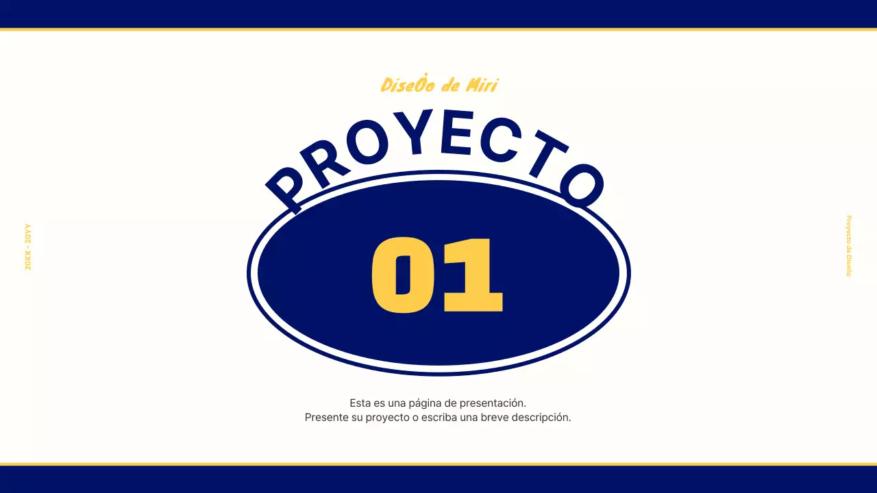 Portafolio de diseño para un concepto retro vintage en azul marino y amarillo