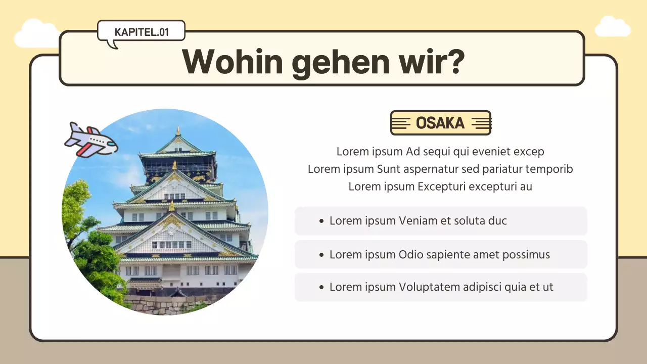 Niedliches Gepäckkonzept Reiseplan in gelb und beige