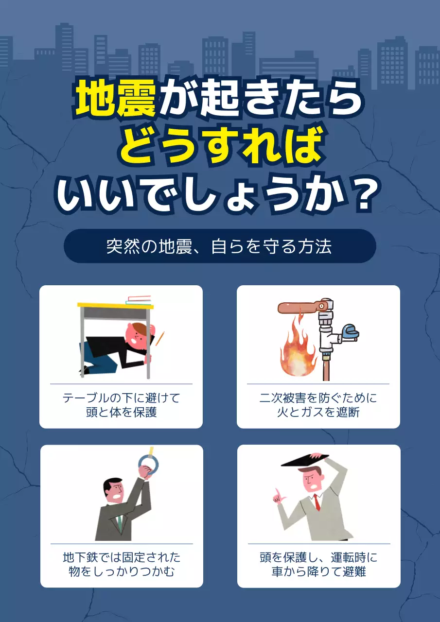 青 シンプル 地震 ポスター