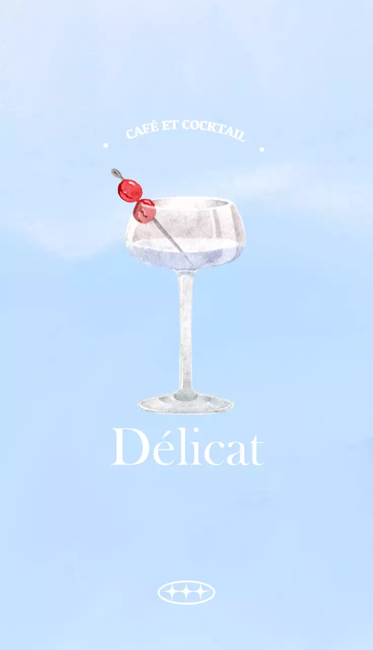 Carte de visite d'un café en bleu clair et blanc