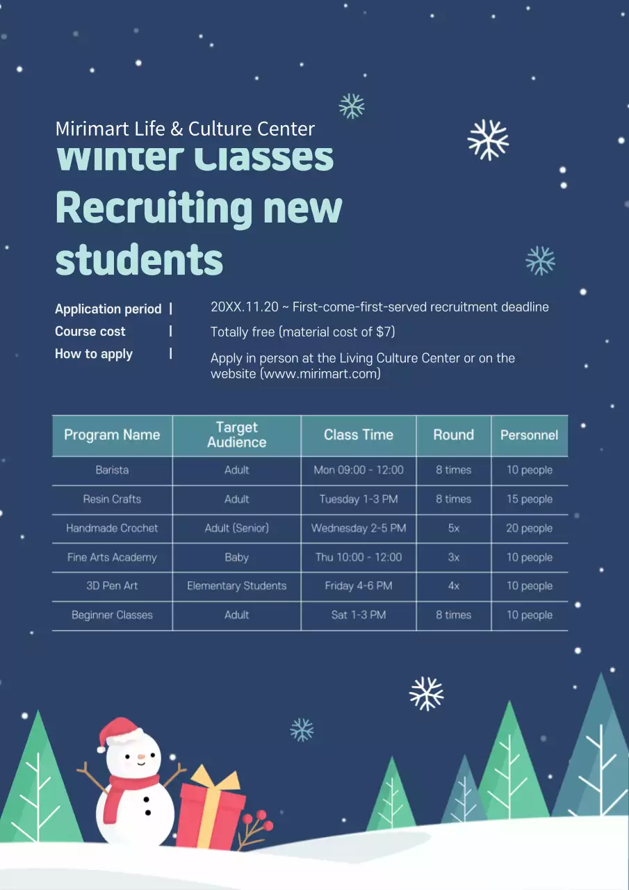 Navy Modern Classes Announcement Poster