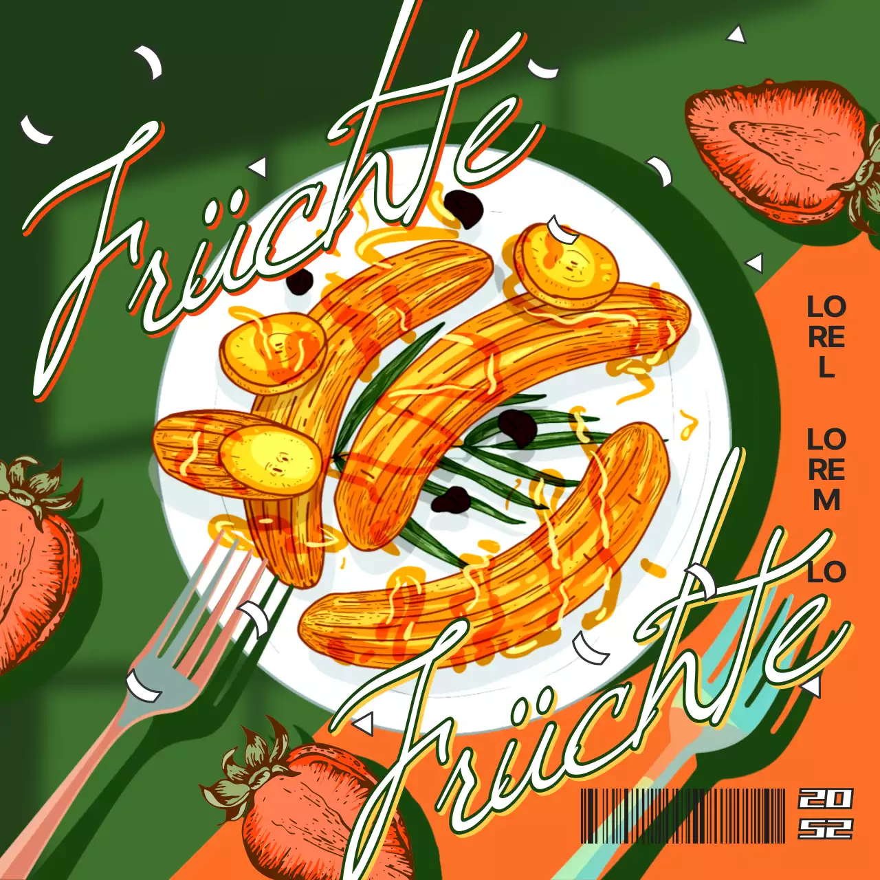 Einführung von grünem und orangefarbenem Obst der Saison auf der Speisekarte