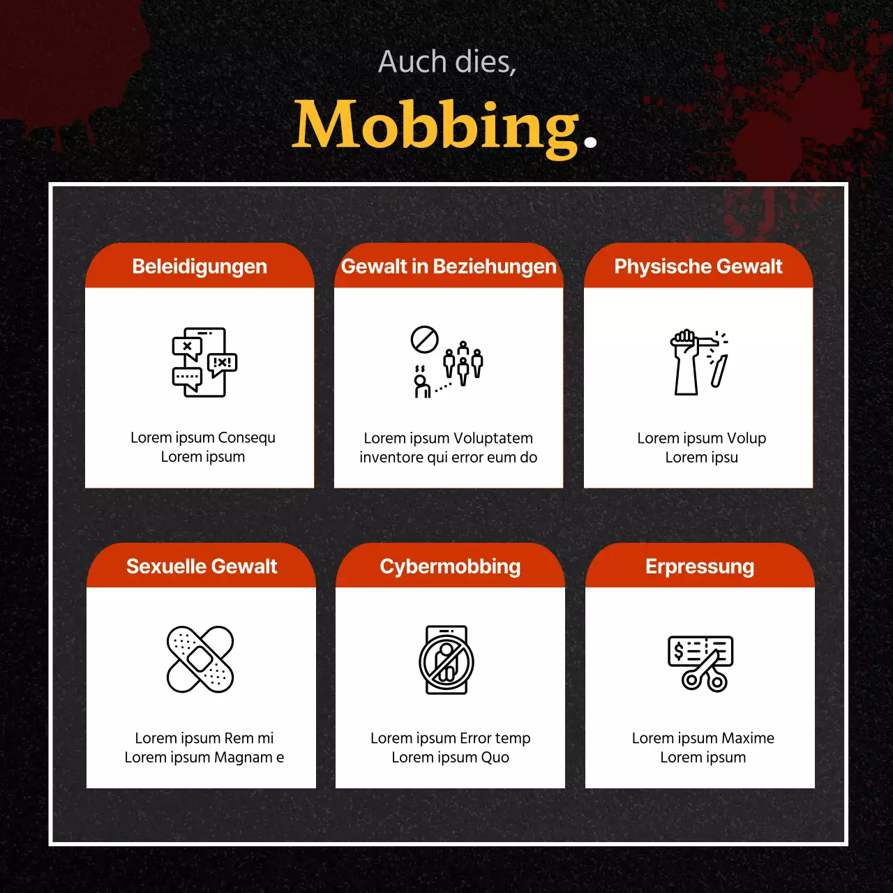 Mobbing-Präventions-Beratungsstelle in Schwarz und Rot