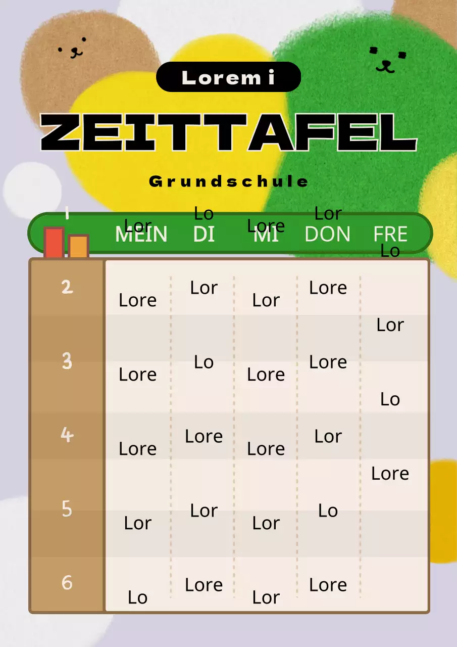 Zeitplan für die Illustration der weichen Zeichen