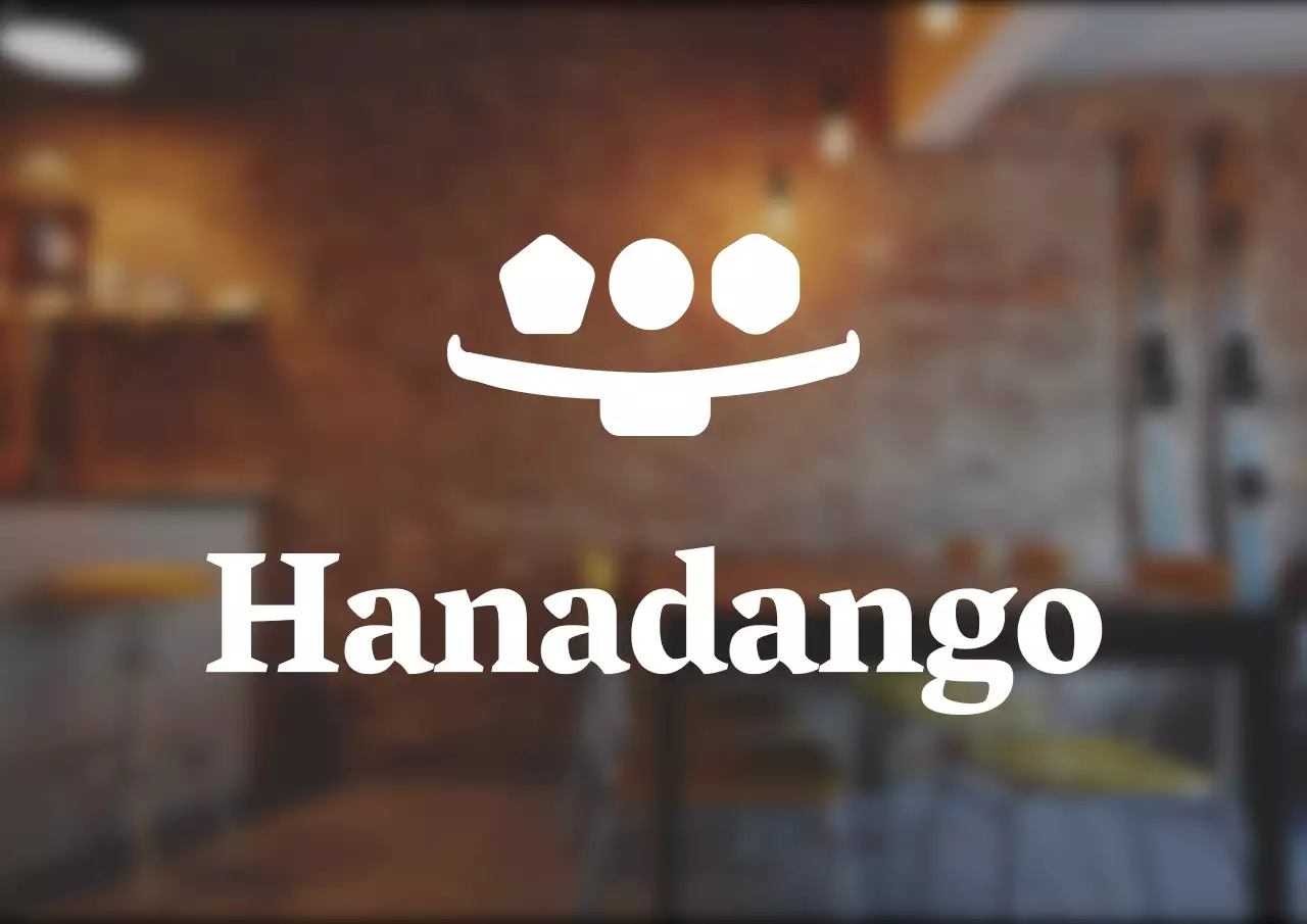 Sinal do logótipo da loja dango de estilo simples