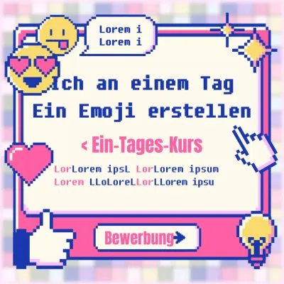 Bewerben Sie einen eintägigen Emoji-Kurs mit einem rosa Retro-Konzept