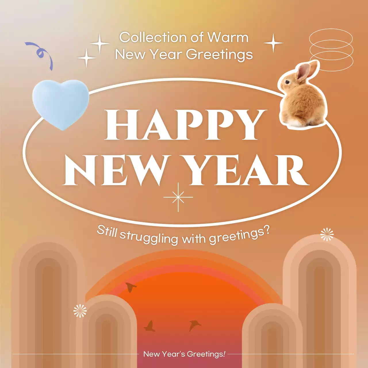 Orange Vintage New Year Invitation Instagram Post