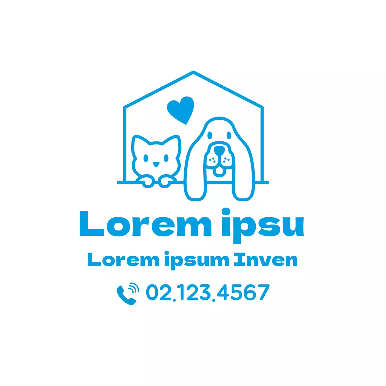 Azul ilustración logotipo lindo hospital de animales