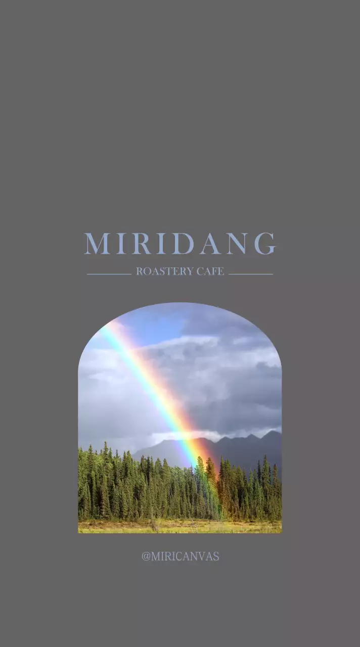 Emotional photo layout in dark gray and blue to promote a cafe