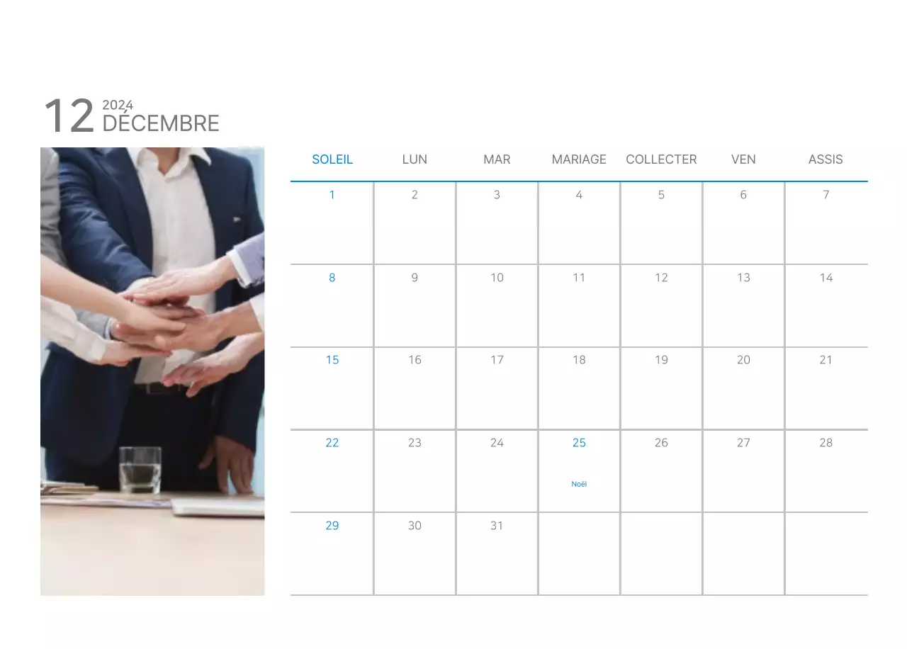 Calendrier de bureau blanc et simple