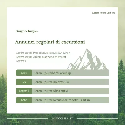 Un tema semplice, verde, per annunci di escursioni regolari