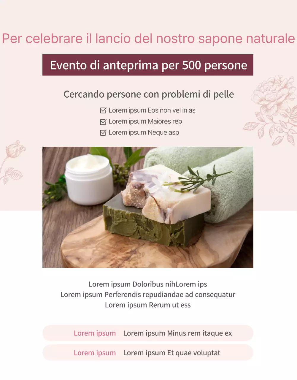 Sapone minerale detergente naturale rosa chiaro