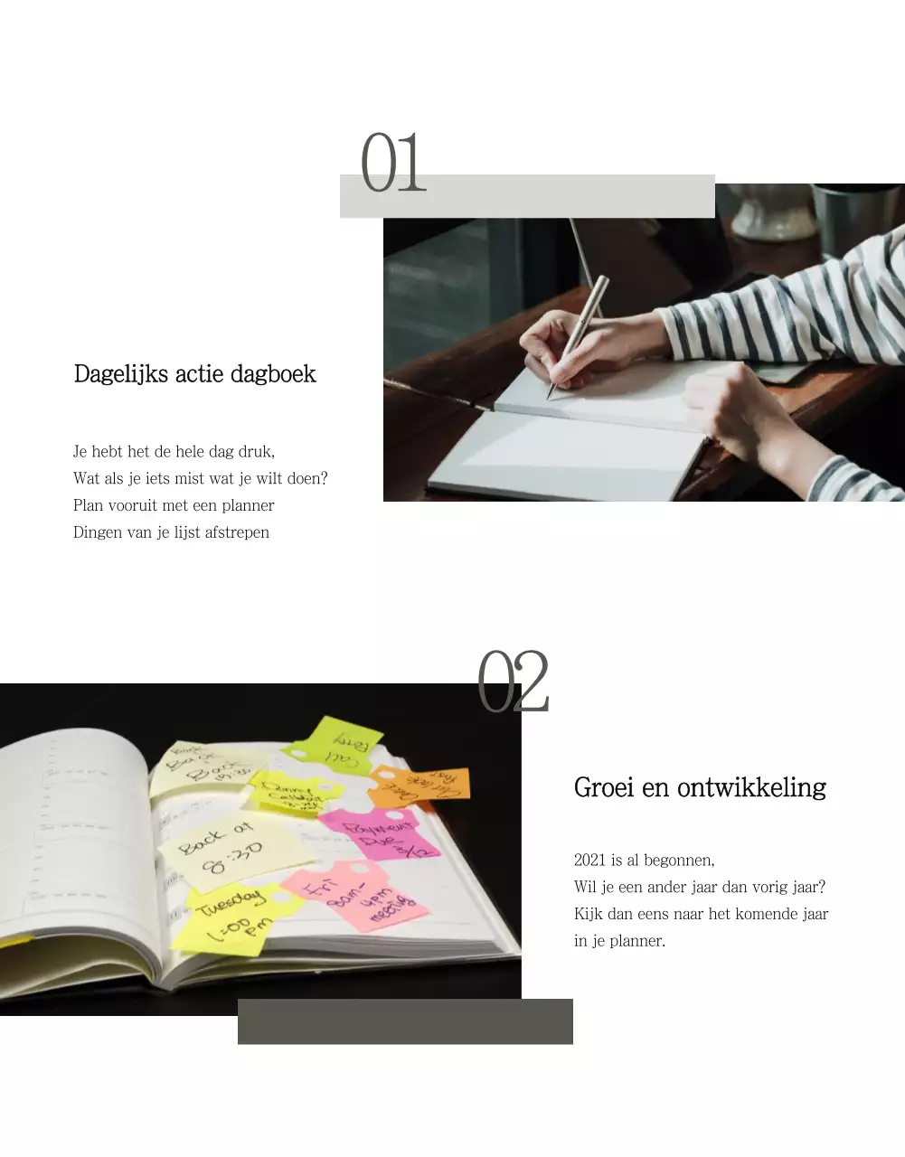 Verkoop een eenvoudige conceptplanner in grijs en wit