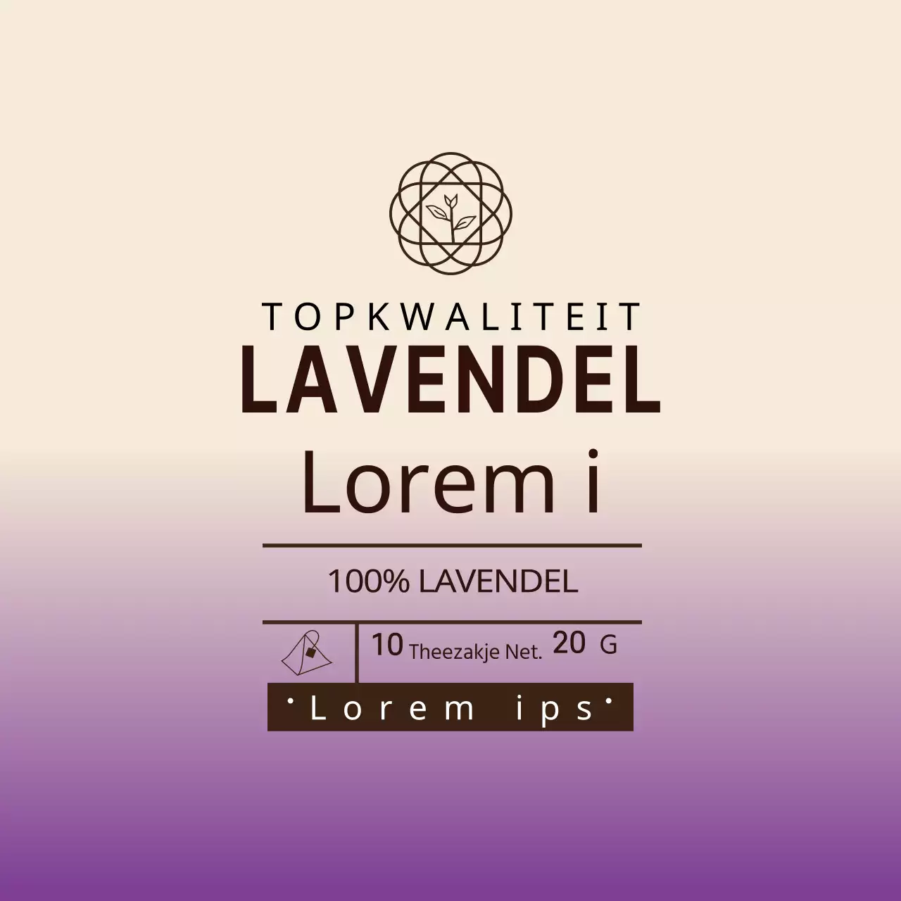 Paars ivoor geïllustreerd cafe lavendel thee label