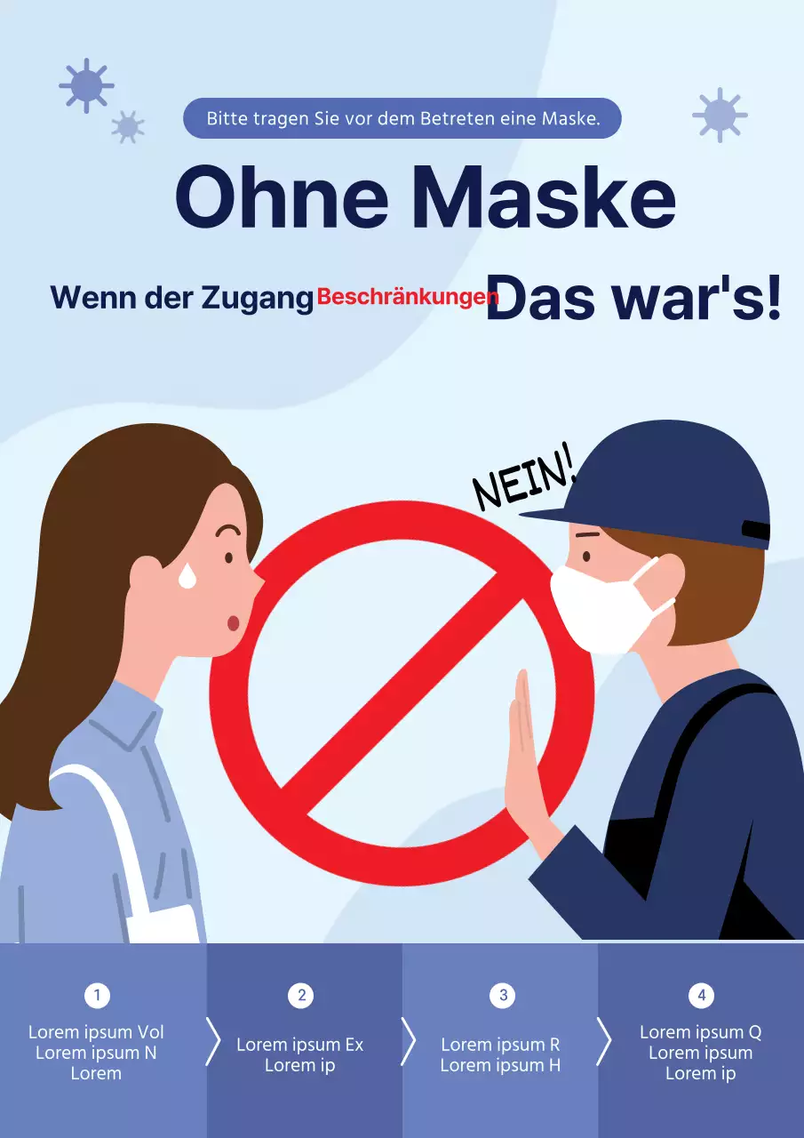 Einfacher blauer illustrierter Leitfaden zur Prävention des Coronavirus