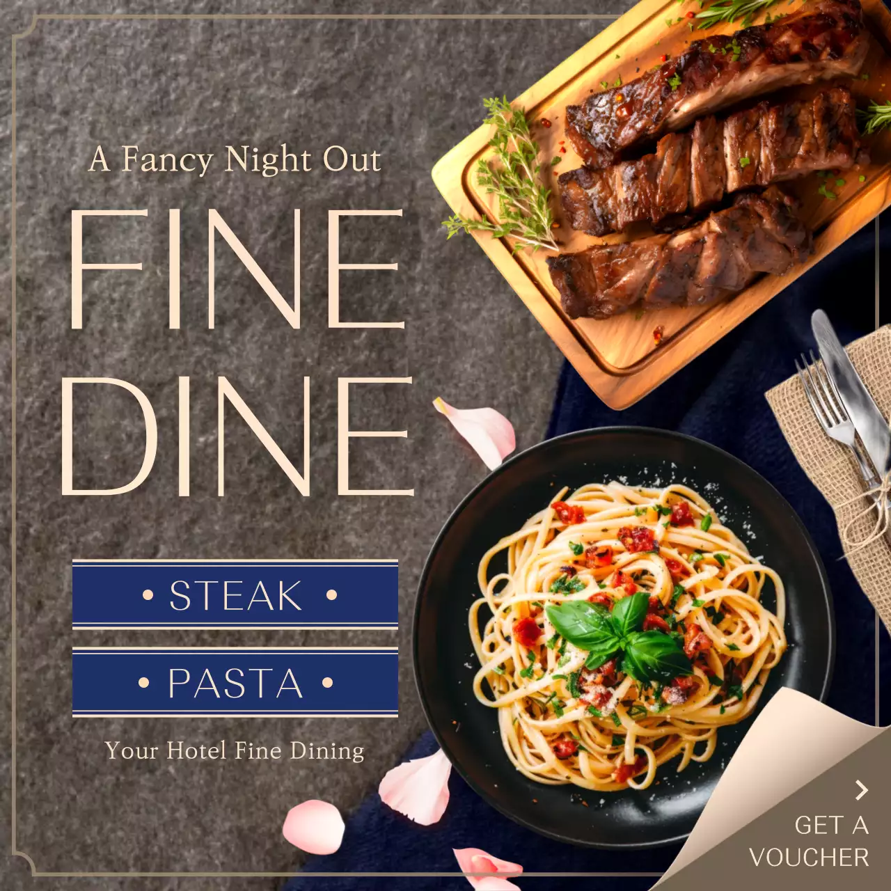 Beige Elegant Dining Promotion Social Media Post