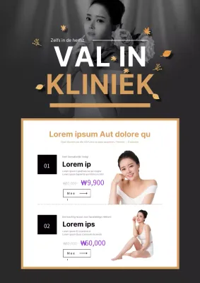 Skincare herfst evenement met zwart en goud vrouwelijk model foto