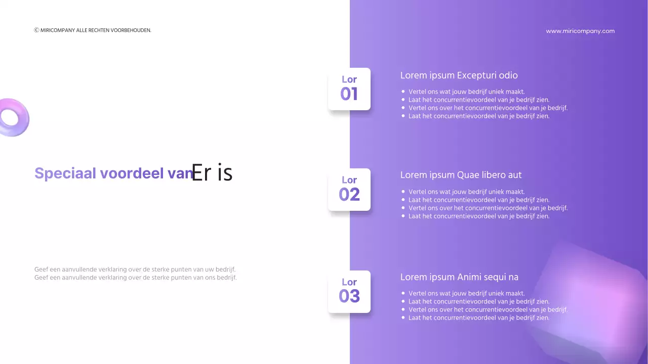 3D-vormen met een paars kleurverloop voor zakelijke presentaties