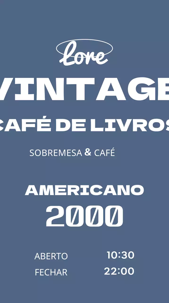 Placa de café com livro e menu vintage sobre fundo azul