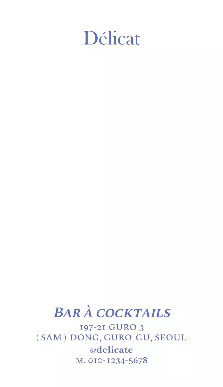 Carte de visite d'un café en bleu clair et blanc