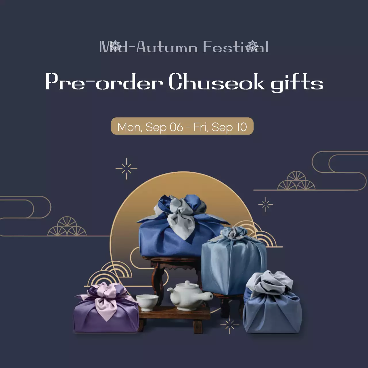 Navy Traditional Festival Promotion Banner