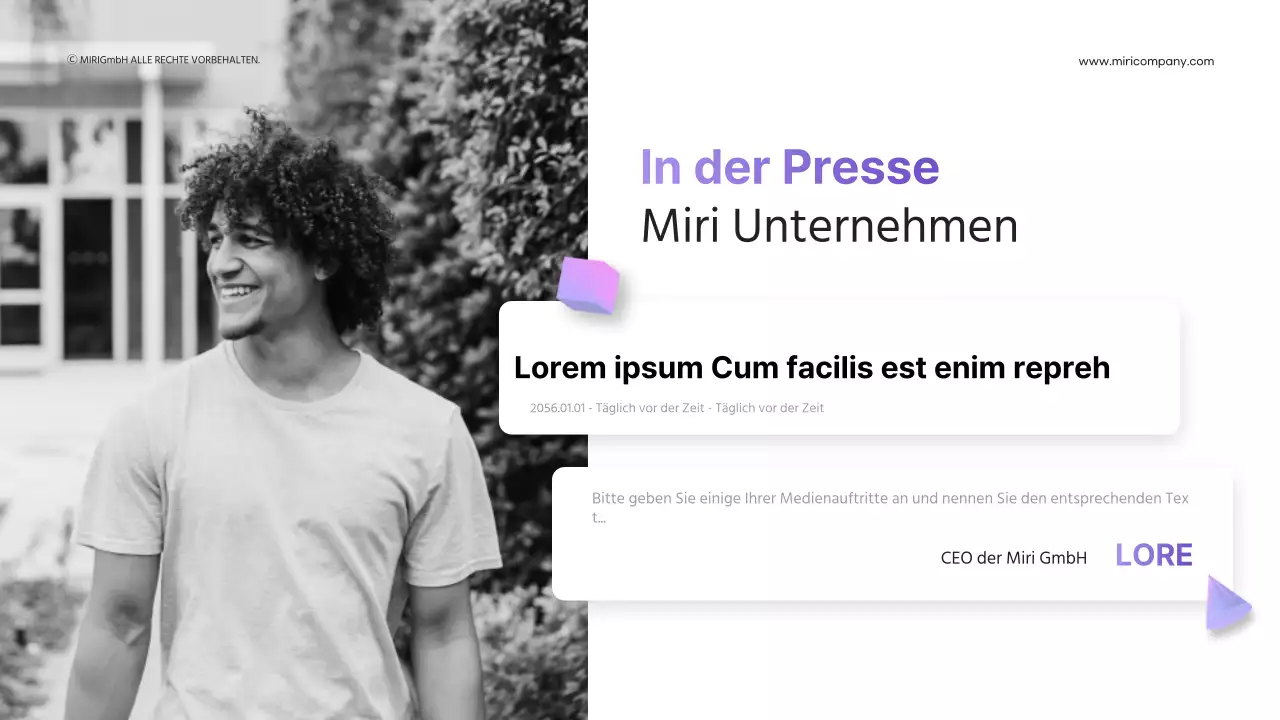 3D-Formen mit violettem Farbverlauf für Geschäftspräsentationen