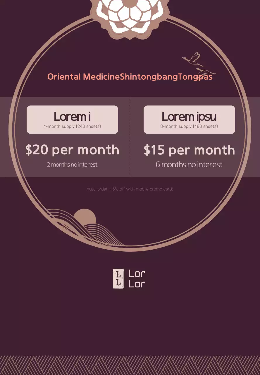 Guide to traditional frame concept oriental medicine products in dark purple and white