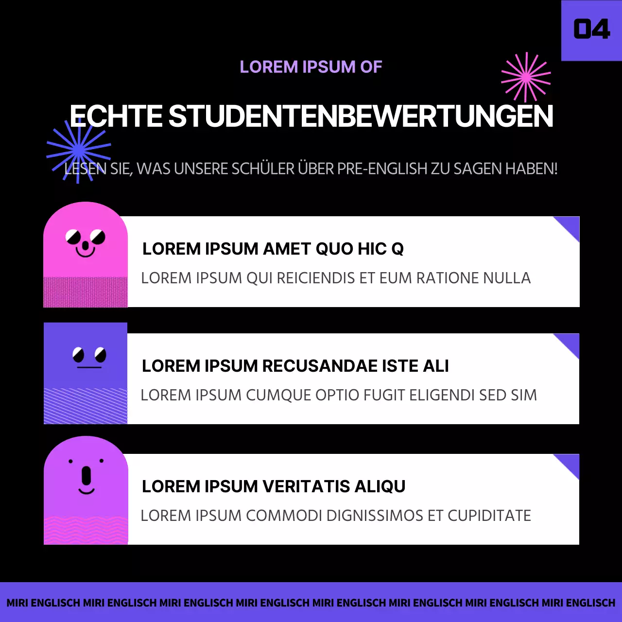 Englischer Masterstudiengang in Schwarz und Lila