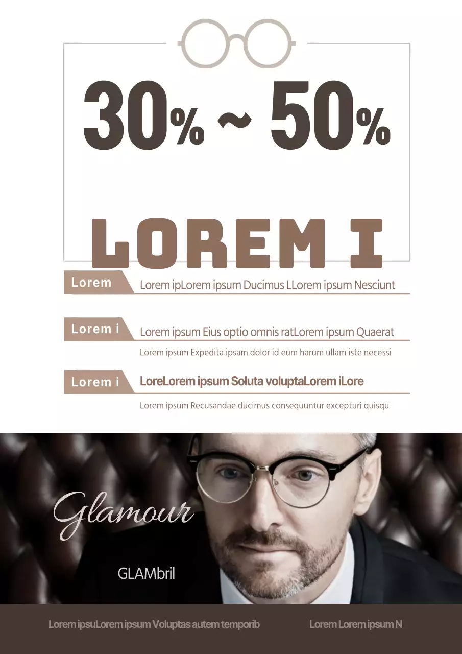 Promoot een uitverkoop bij een stijlvolle optiekzaak in bruin en beige