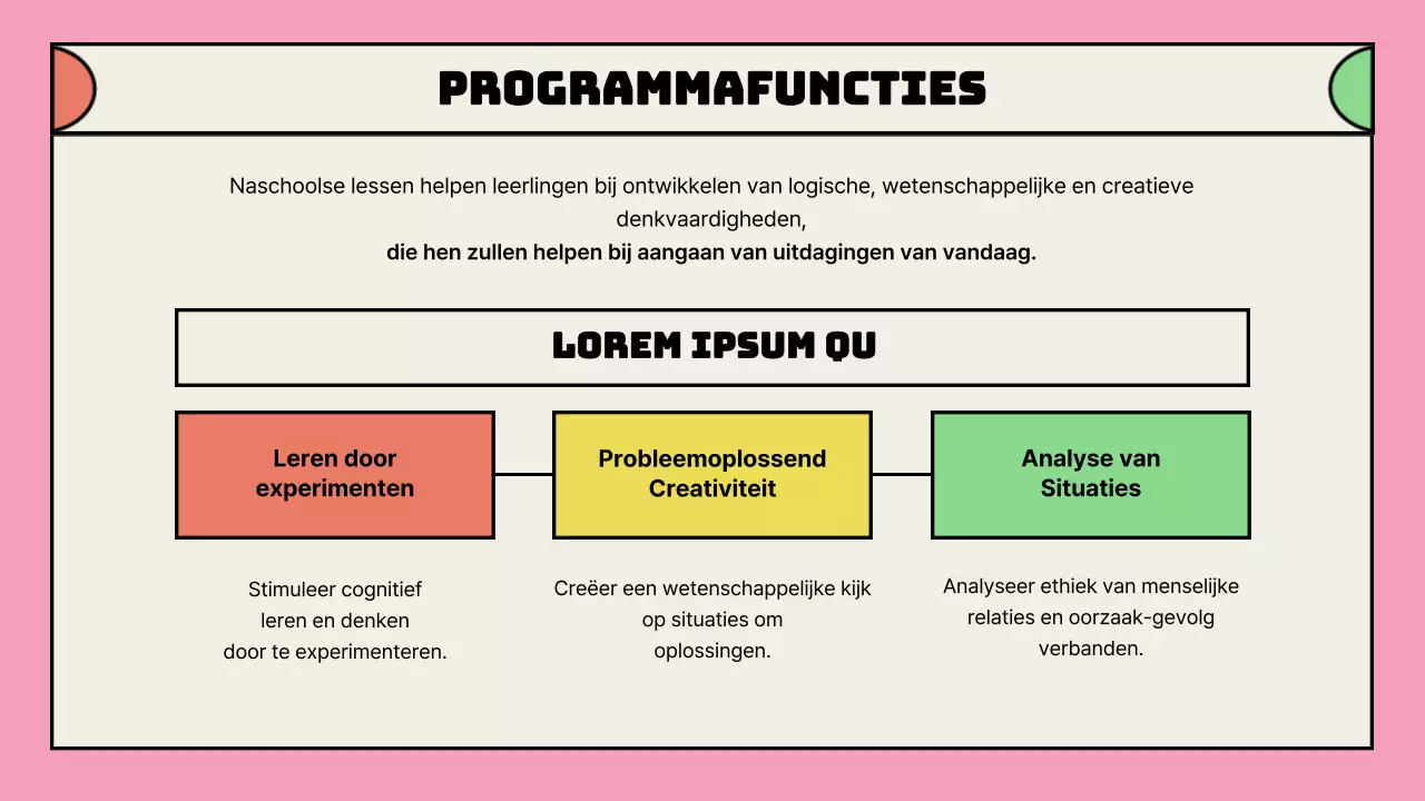Portfolio met voorstellen voor roze naschoolse programma's