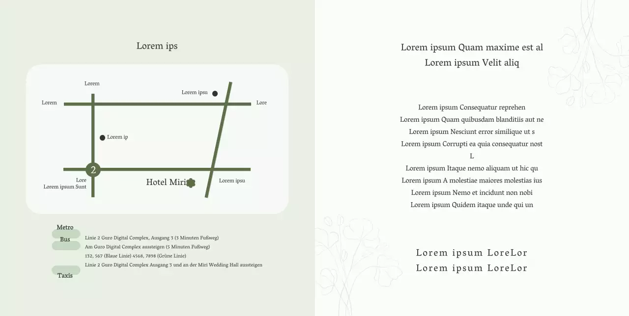 Ruhige und stilvolle Hochzeitseinladung mit einem hellgrünen Hintergrund