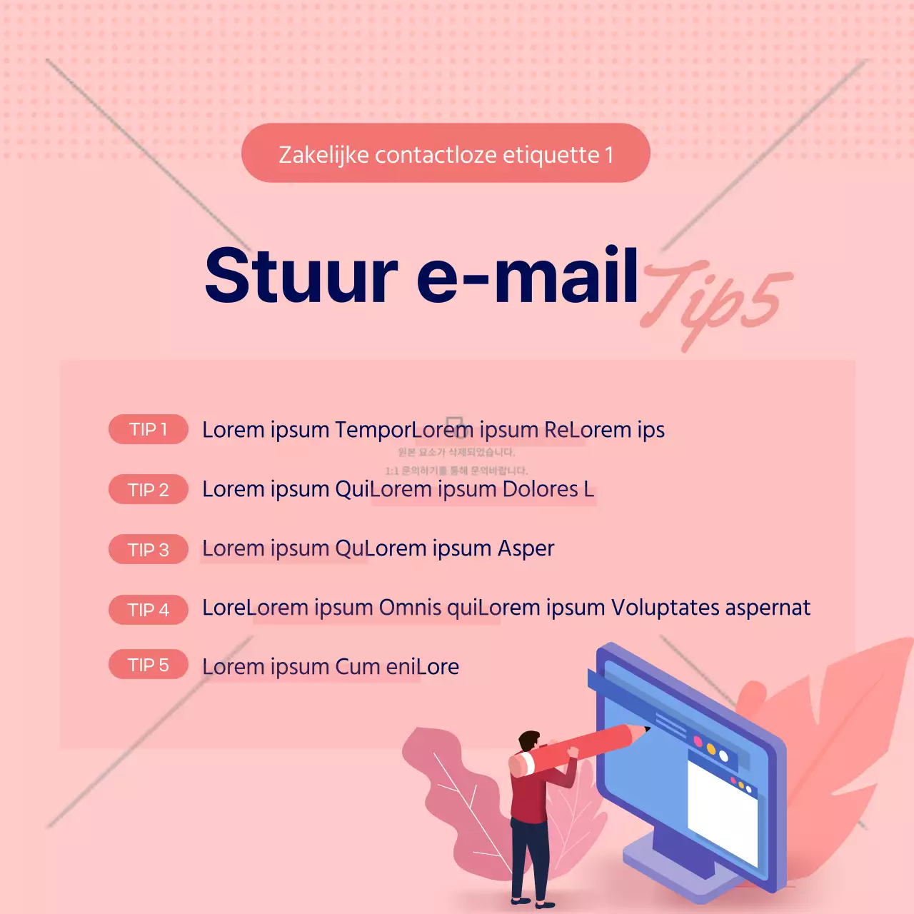 Roze en blauwe contactloze zakelijke etiquette