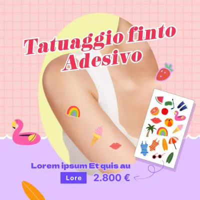 Promozione di adesivi per tatuaggi con un'atmosfera di vacanza in rosa