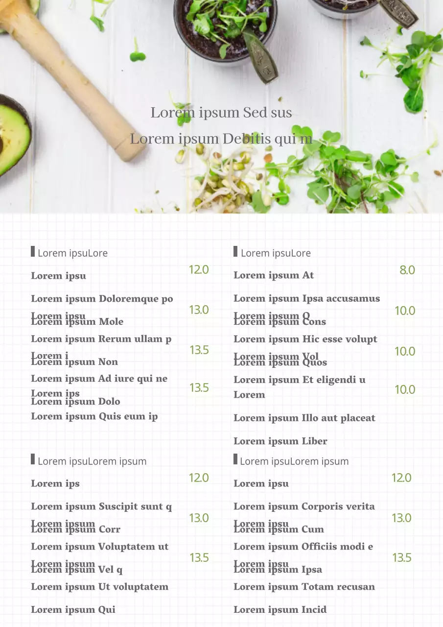 Menu de ce joli spa et salon de massage bleu clair