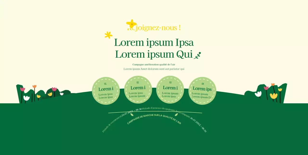 A propos de la campagne verte et jaune pour un style propre de marche au travail