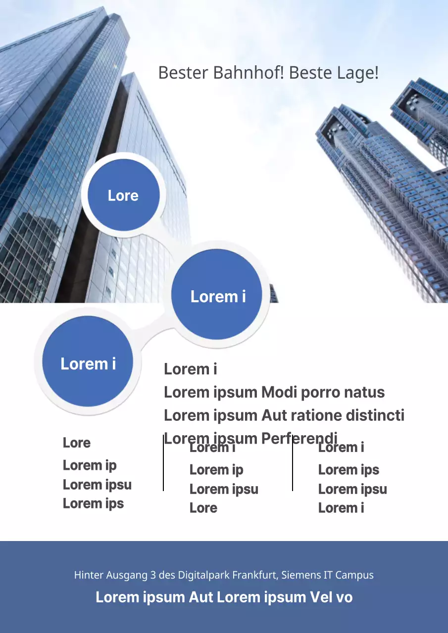 Verkaufsflyer eines Immobilienbüros in Blau