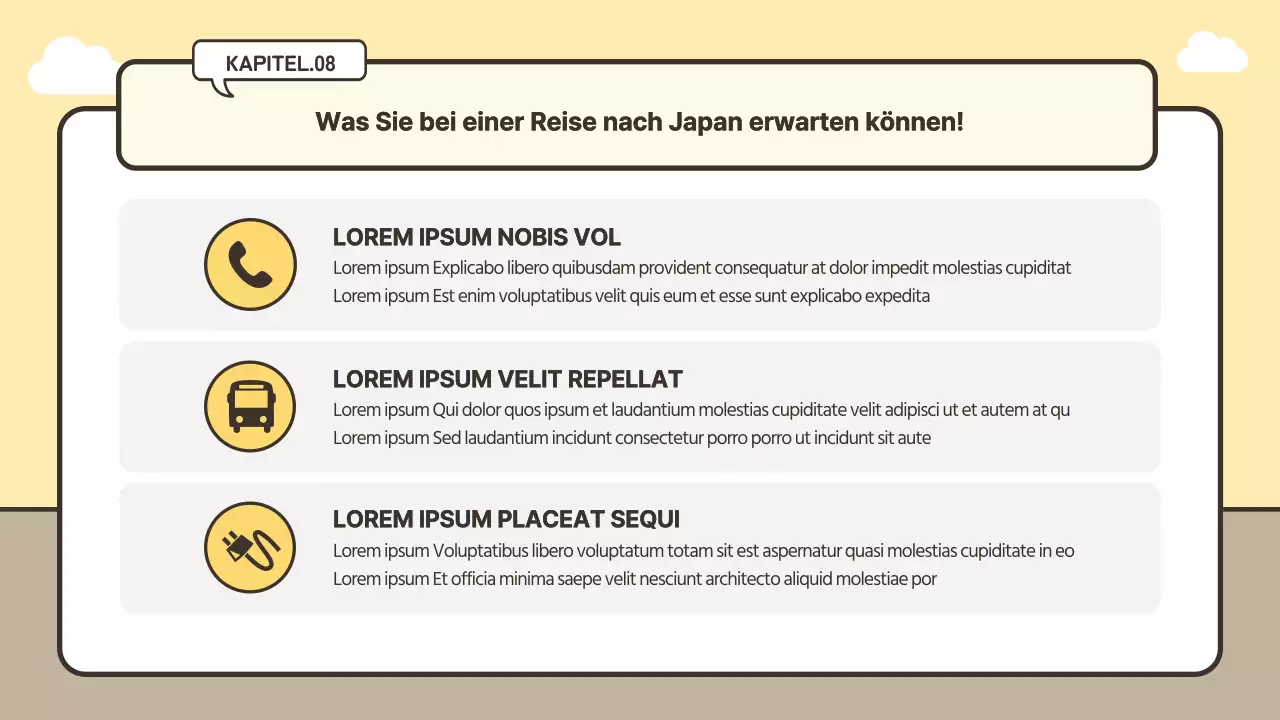 Niedliches Gepäckkonzept Reiseplan in gelb und beige