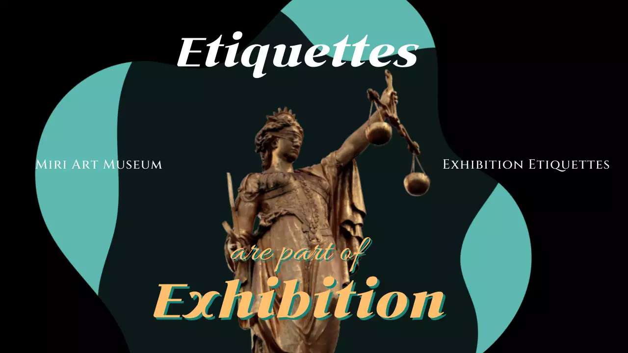 검정색과 민트색의 클래식 전시회 관람 예절 안내서